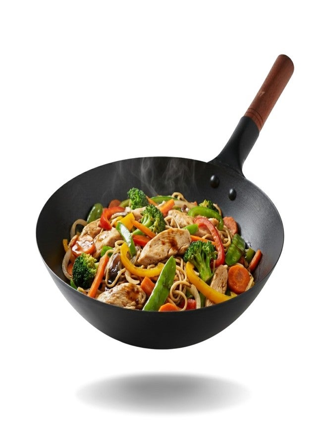TRILONIUM Pre-Seasoned Carbon Steel Commercial Wok 36 cm, 1.7 kgs - Image 1